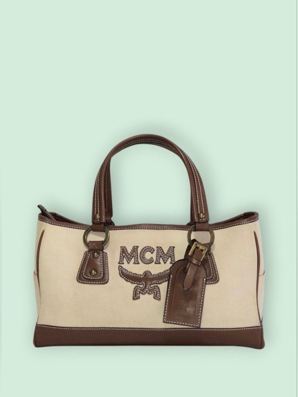 MCM Canvas And Leather Handbag-EUC